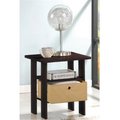 Furinno Furinno End Table Bedroom Night Stand with Bin Drawer; Espresso & Brown - 17.5 x 15.5 x 15.5 in. 11157EX/BR